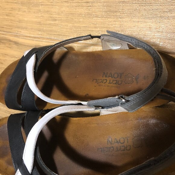 Naot women black & white leather sandals, 10 - Picture 4 of 11
